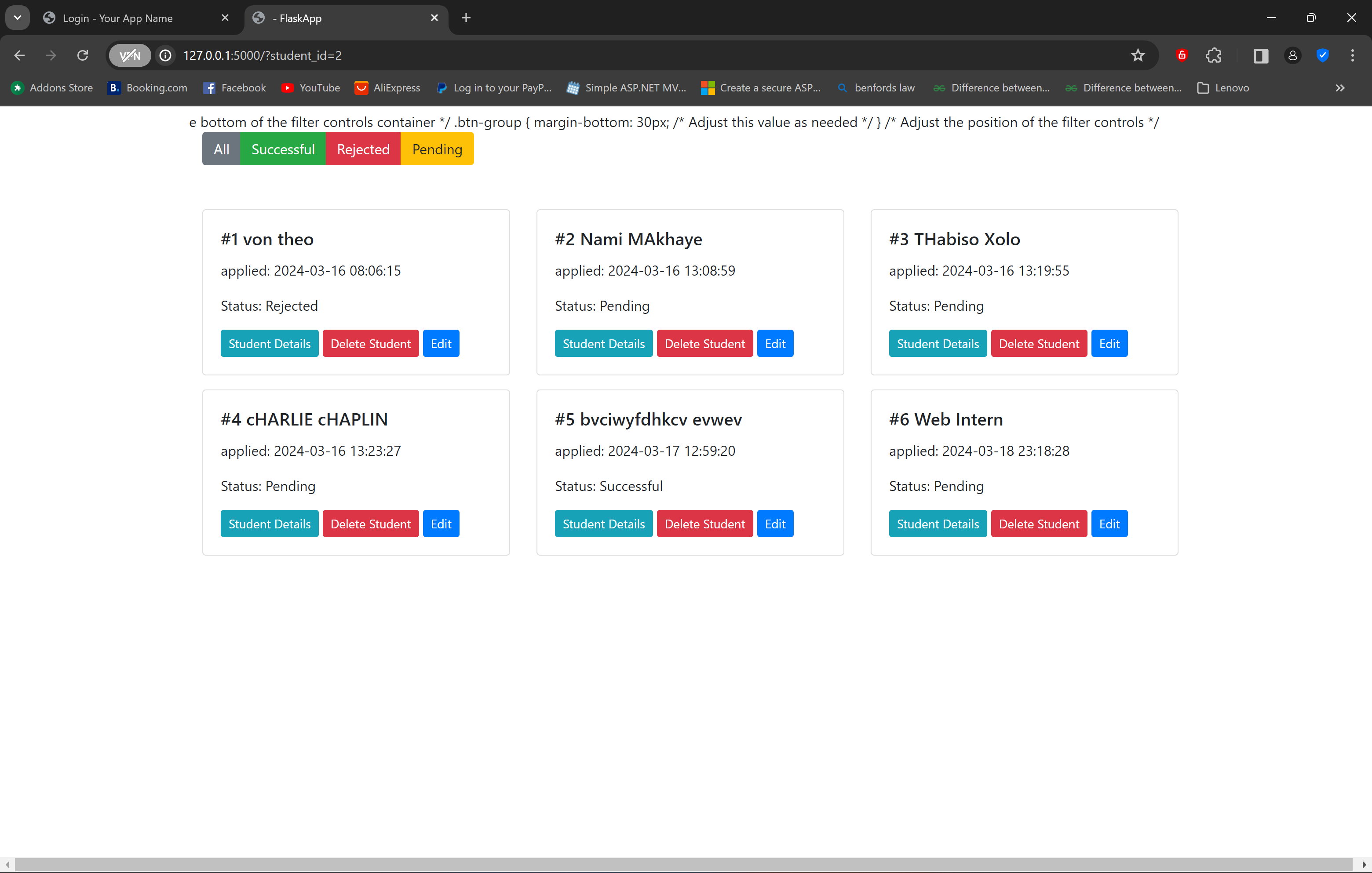 Student Application Portal